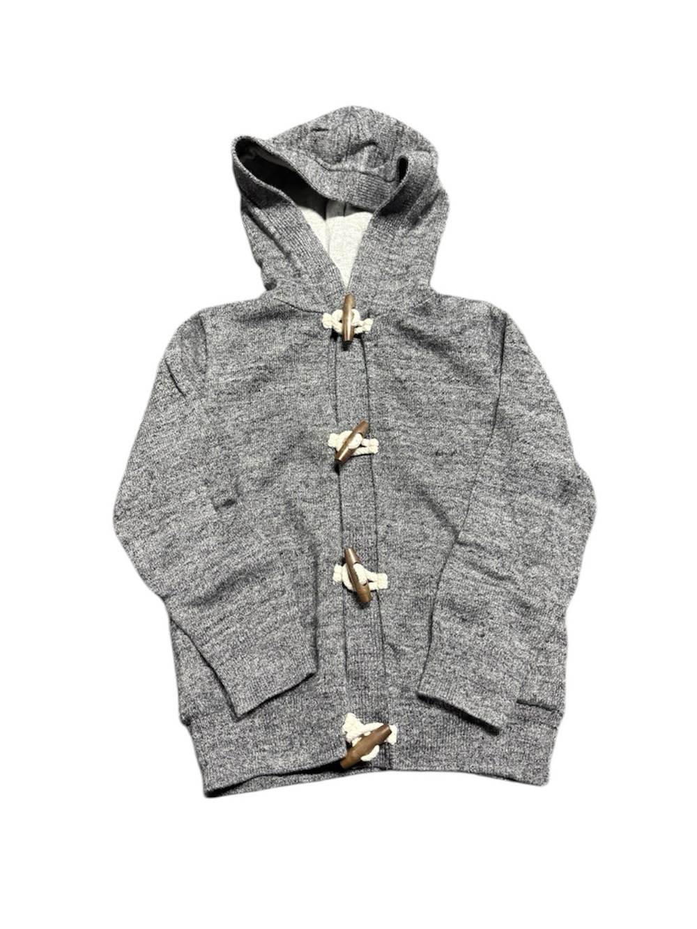 Baby Gap Hooded Toggle Sweater Jacket 5T Gray Knit Cozy Fall Winter